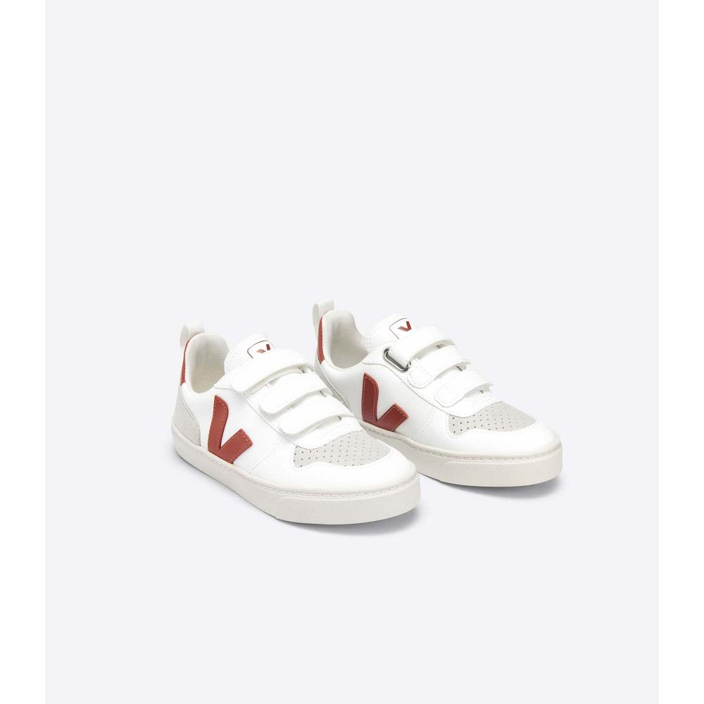 Pantofi Copii Veja V-10 CWL White/Burgundy | RO 785ILH